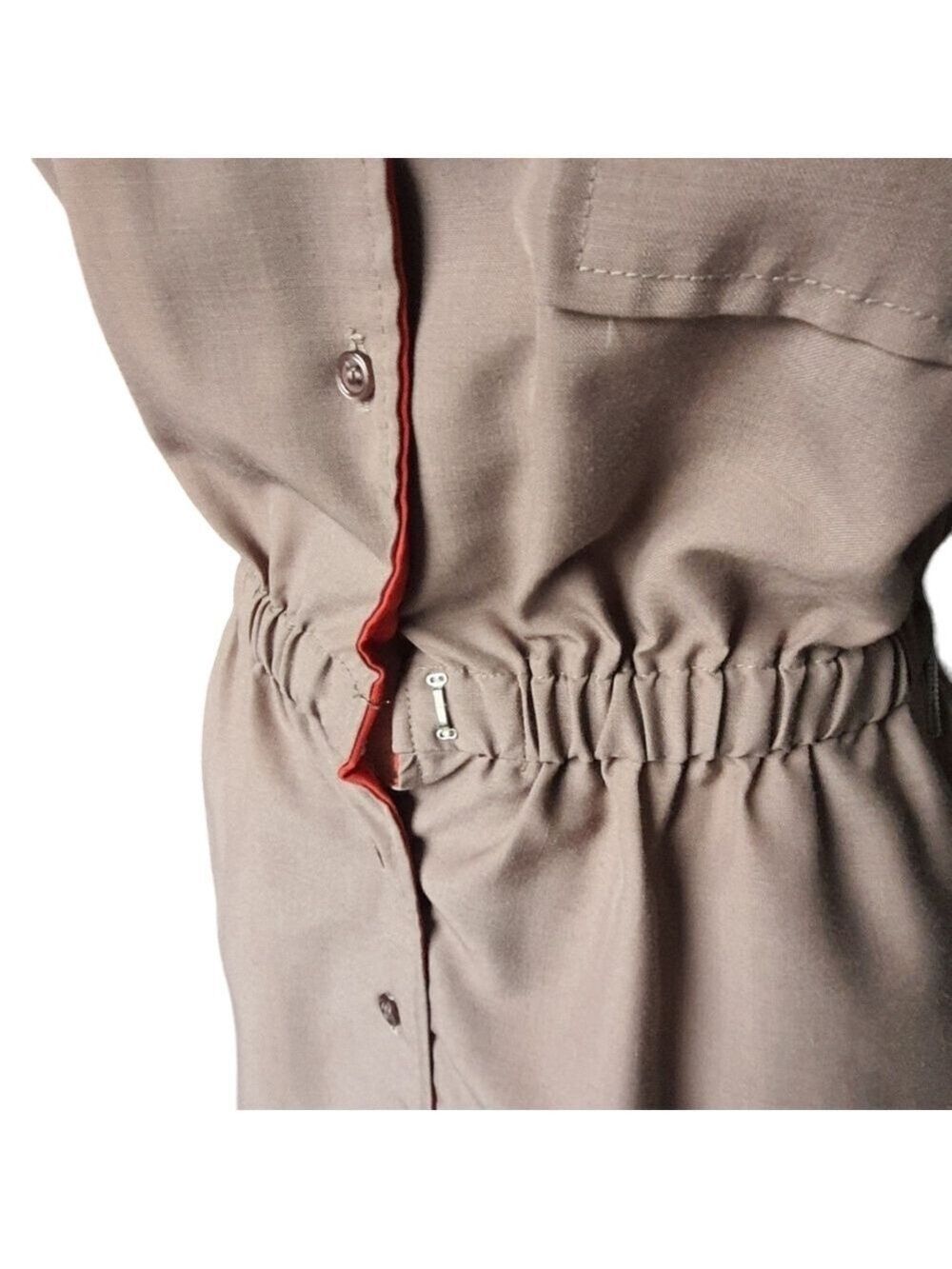 Vintage Button Down Shirt Dress Girl Scout Brownie Uniform Style Stretch Waist - Picture 6 of 16